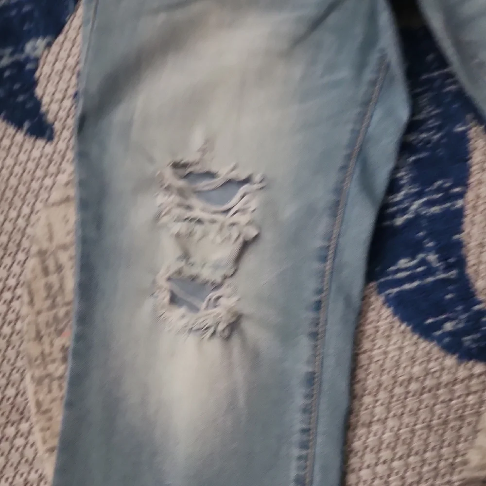 Casual Light Blue Distressed Boyfriend Jeans - Picture 3 of 7